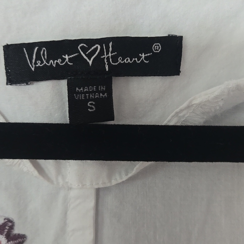 Velvet Heart 100% Cotton White Bell Sleeve Embroidered Boho Top Size Small - Picture 3 of 11